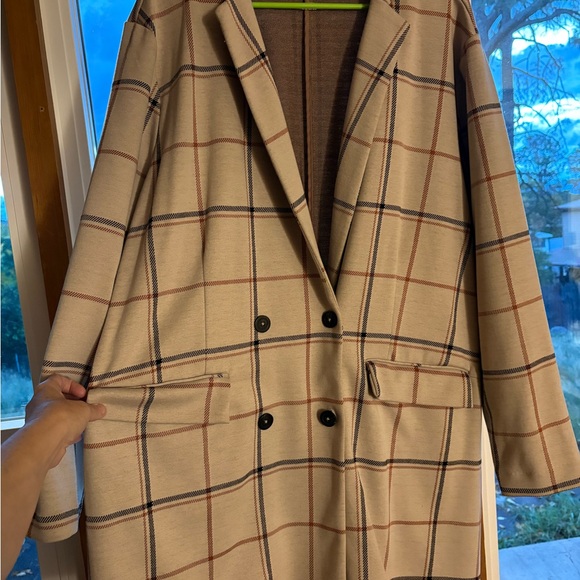 Maurices Double Breasted Blazer in Brown and Cream - Picture 2 of 5